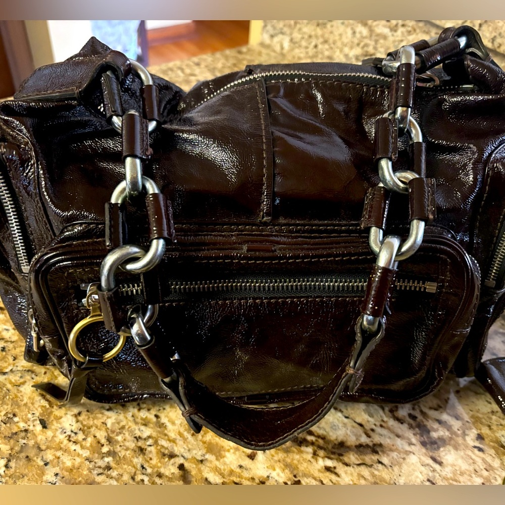 Chloe Edith Large Bowler Satchel Bag brown